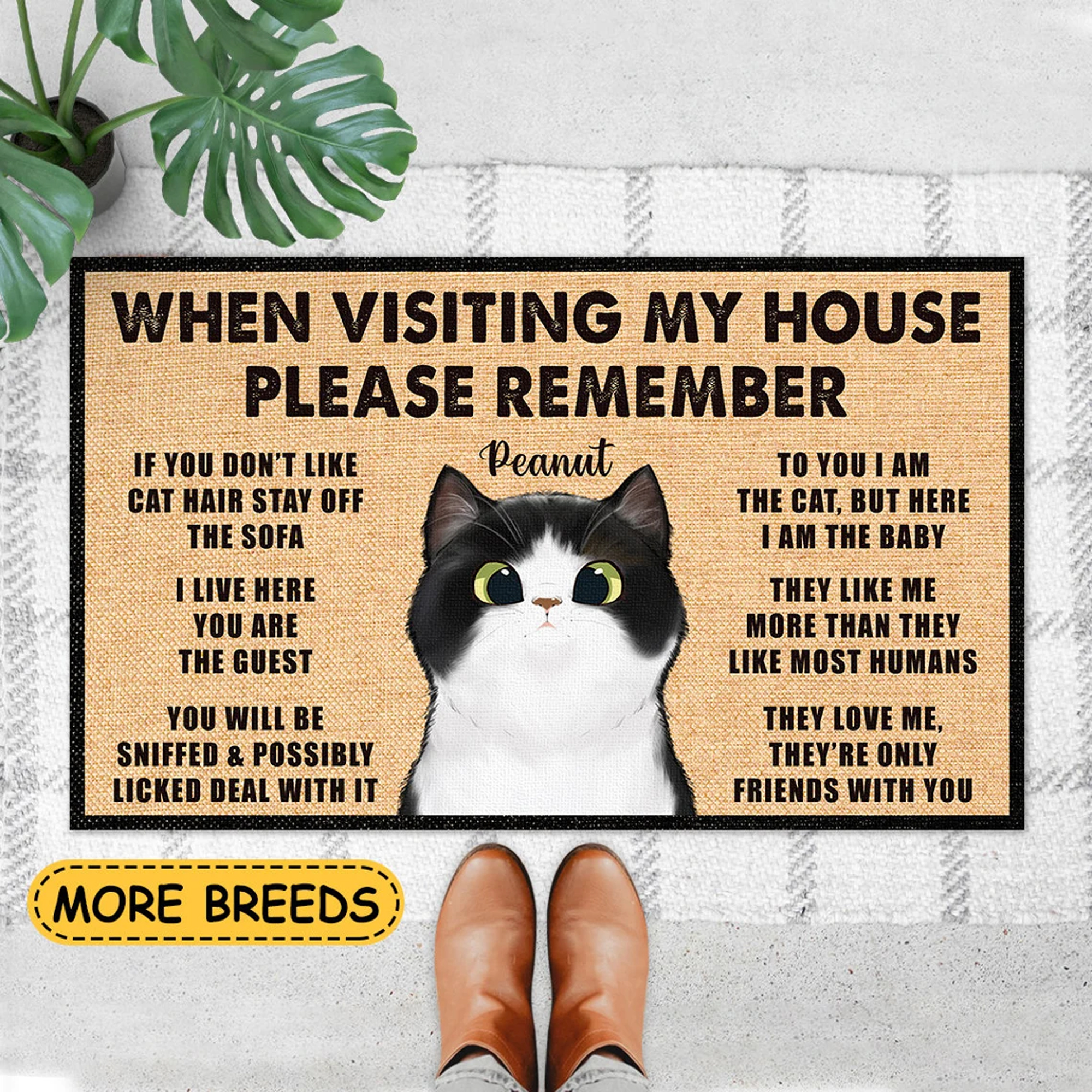 Personalized Cat Doormat When Visiting My House Please Remember Cat Rug Cat Welcome Mat Funny Custom Pet Doormat Cat Dad Gift